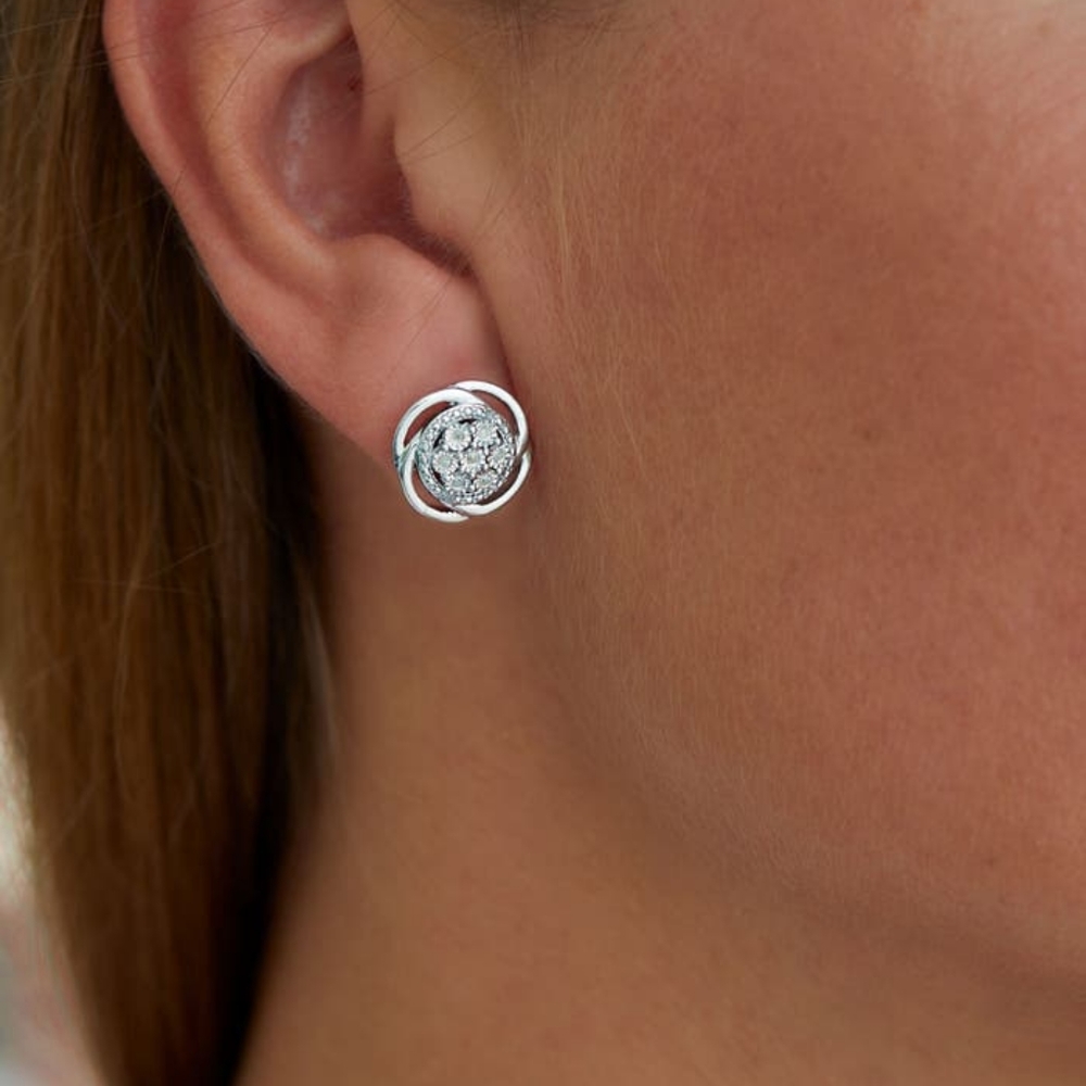 GENUINE DIAMOND AND SOLID STERLING SILVER EARRINGS PRICE DROP!!!